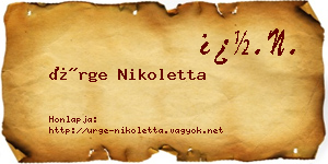 Ürge Nikoletta névjegykártya