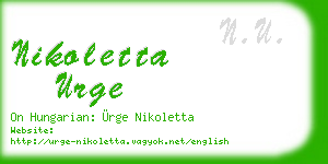 nikoletta urge business card