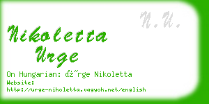 nikoletta urge business card